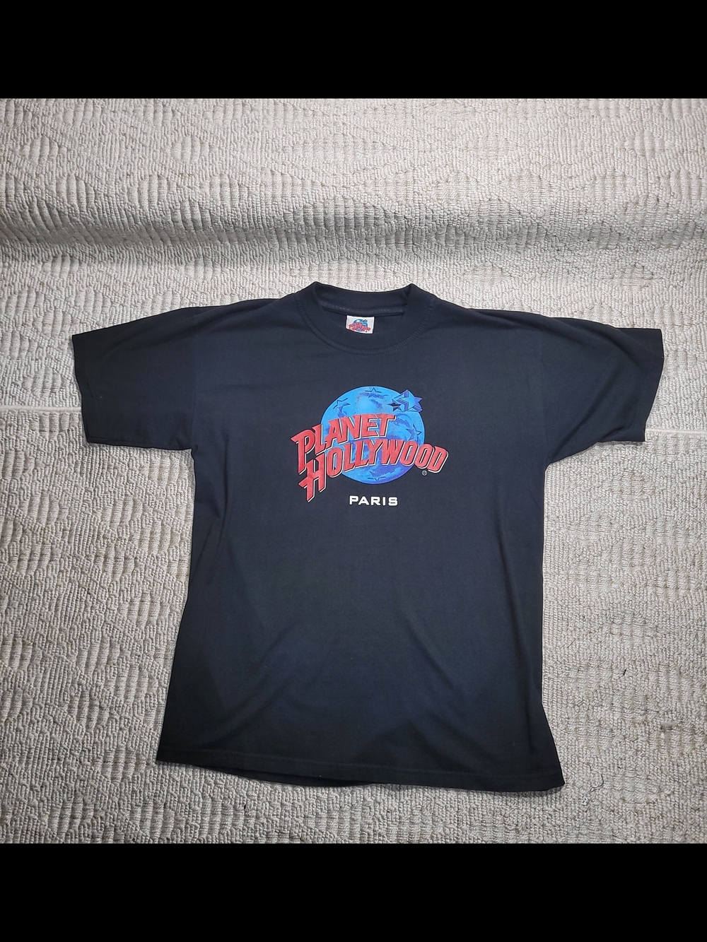 Vintage 90s Planet Hollywood Paris Graphic T-Shirt - Size Medium - Black